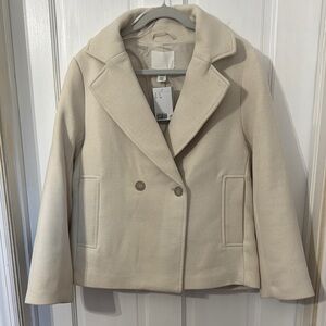 Women's Cream Double-Breasted Coat